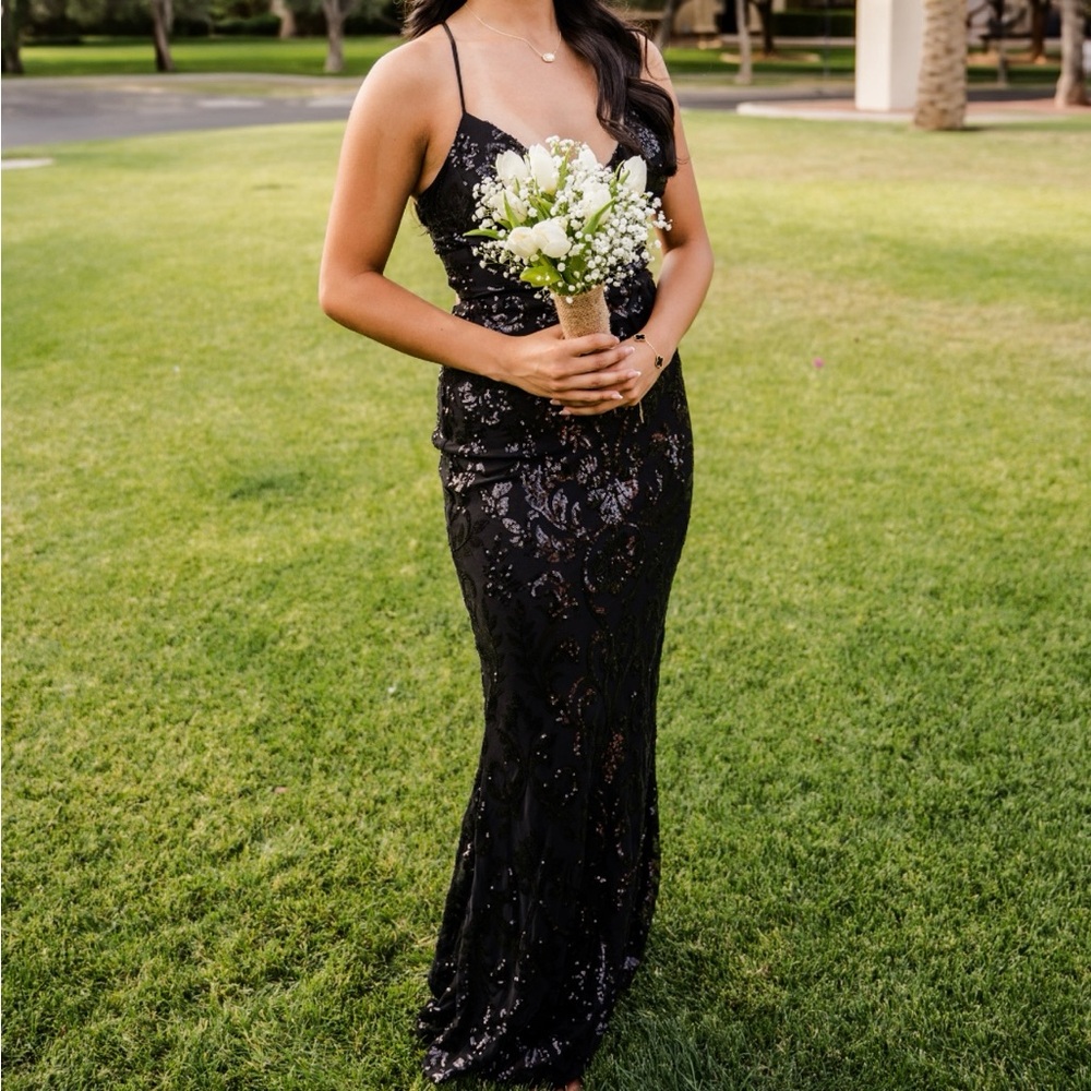 Windsor Black Sequin Prom Dress